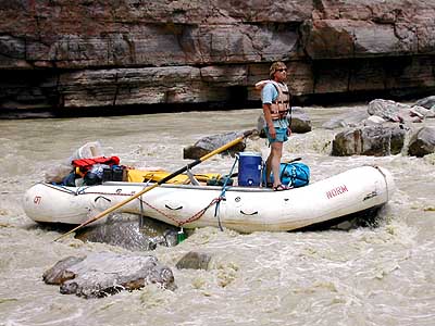 raft on rocks