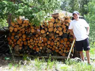 Griff at the Woodpile