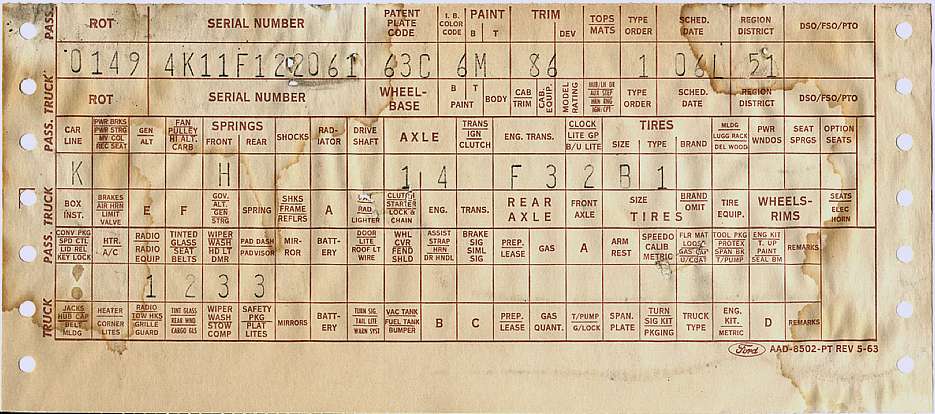 Sadie's factory build sheet